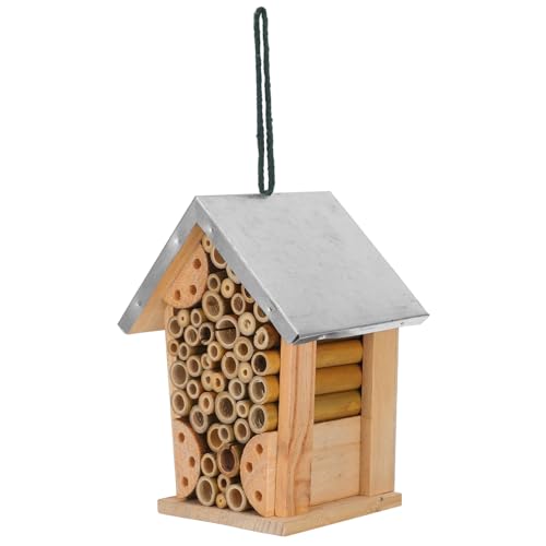 MERRYHAPY Outdoor-Hotel Insektenhotel Nützlingshaus Holzhaus für Insekten Nachhaltiges Insektenhaus schmetterlingshotel Schmetterlingshaus für draußen Bienenhaus aus Holz Gartenbedarf Eisen von MERRYHAPY