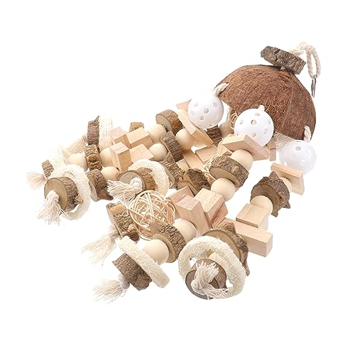 MERRYHAPY Spielzeug für Vögel und Papageien Kauspielzeug für Papageien Vogelkäfig-Spielzeug natürliches Holz Vogel-Hängespielzeug für Sittiche robust und sicher für Heimvögel von MERRYHAPY