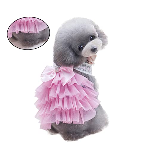 MERRYHAPY Rock Hund hochzeitskleid Haustierkleid gestreift kleid für Hund Kleid mit Bowknot für Haustiere Hund tutu Jeanskleid für kleine Hunde Welpe Hundekleid Tutu-Kleid für Haustiere Rosa von MERRYHAPY