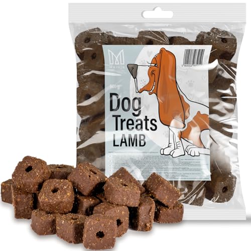 MERSJO Hundesnacks Trainingssnacks - 500g hundefutter trocken, Hunde leckerlis, leckereien für Hunde - schonend getrocknete Fleischtrainer, Fleischscheiben mit Lammfleisch von MERSJO