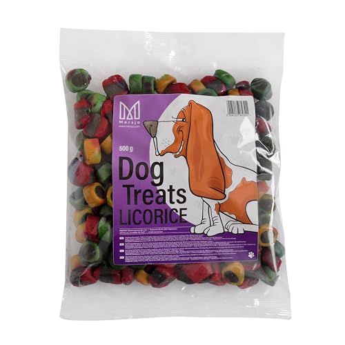 MERSJO Hundesnacks Trainingssnacks - 500g hundefutter trocken, Hunde leckerlis, leckereien für Hunde - schonend getrocknete Fleischtrainer, Geeignet für alle Rassen und Größen, Lakritze von MERSJO