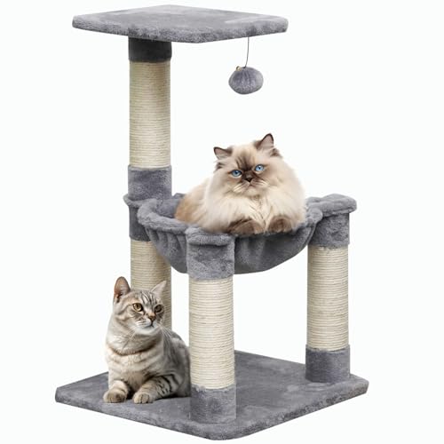 MERSJO Komfortabler Katzen-Kratzbaum mit Haus, Bett und Kratzstamm, Ideal Katzenspielzeug Selbstbeschäftigung, Nützliches Katzen Zubehör, Kratzbaum Klein mit Sisal-Kratzbäume Villa 64 cm von MERSJO