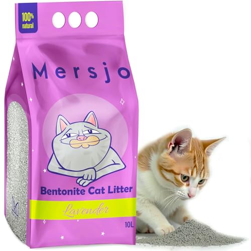 Mersjo Lavender Bentonitstreu 10L – Natürliche Katzenstreu mit pH-Gesundheitsindikator, Staubfrei, Starke Klumpenbildung, Hohe Feuchtigkeitsaufnahme, Umweltfreundlich von MERSJO