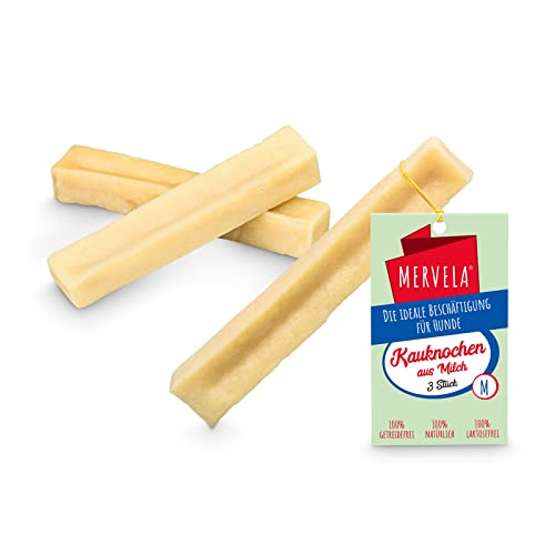 MERVELA® Kaukäse für Hunde | 3 * 60 Gramm | Käseknochen für Hunde | Beschäftigung & Belohnung | Käsestangen für mittlere Hunde | Harter Yak Käse Hund, Langer Kauspaß von MERVELA