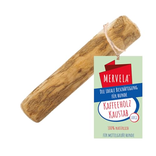 MERVELA® Kaffeeholz Kaustab | Kauspielzeug für Hunde | langlebiger Holzknochen für Kauspass & Kauvergnügen | 100% natürlich | langanhaltende Beschäftigung (Large, 1 Stück) von MERVELA