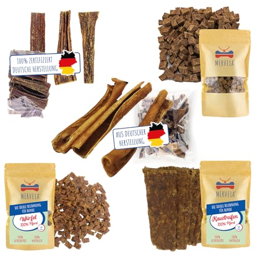 MERVELA® Pferd monoprotein für Hunde | Trainingssnack Würfel | Pferdekopfhaut | Pferdedörrfleisch | für allergische Hunde (2,5 kg) von MERVELA