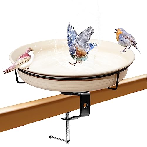 MERYSAN Vogeltränke, Vogeltränke Balkon Groß Balkongeländer Garten Modern Vogelbad, ∅ 30 cm Vogeltränke Groß Frostsicher Winterfest Vogeltränke Hängend für Balkongeländer (B) von MERYSAN