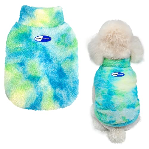 MESHEEN Hundepullover mit Batikfärbung für kleine Hunde und Katzen, aus hautfreundlichem, weichem, atmungsaktivem Stretch-Fleece-Stoff, hält Ihr Haustier gemütlich, Welpenkleidung verwendet warmes, von MESHEEN