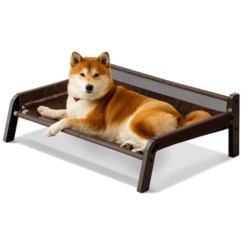 MEWOOFUN Hundebett, Hundeschlafsofa für kleine, mittelgroße und große Hunde (Braun Netz, XL) von MEWOOFUN