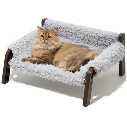 MEWOOFUN Hundesofa Hundebett Erhöht Kleine Hunde– Hundebetten für Kleine und mittelgroße Hunde mit Rutschfester Unterseite, Atmungsaktives Welpenbett mit Abnehmbarem, Katzensofa 61 x 53 x 28 cm, Grau von MEWOOFUN