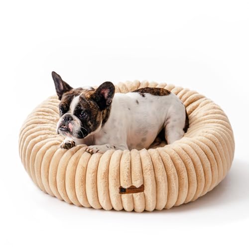 MEWOOFUN Hundebett Grosse Mittelgroße Hunde waschbares, 76x76cm Donut Hundebett Wasserdicht mit Rutschfester Unterseite, Hundebetten Großes Katzenbett Flauschig Beruhigendes Anti-Angst, Kamel von MEWOOFUN