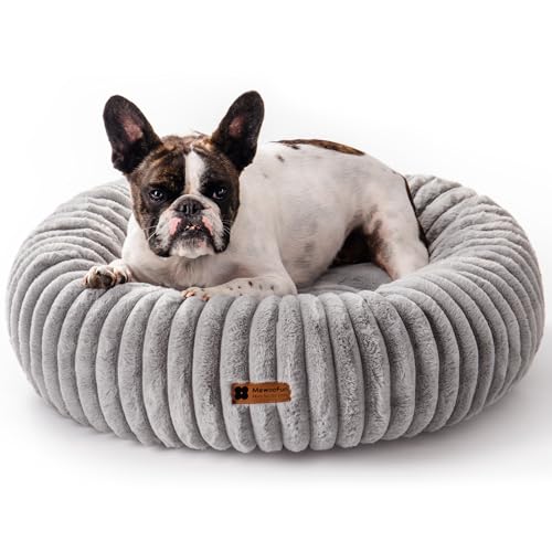 MEWOOFUN Hundebett Grosse Mittelgroße Hunde waschbares, 76x76cm Donut Hundebett mit Rutschfester Unterseite, Hundebetten Großes Katzenbett Flauschig Beruhigendes Anti-Angst, grau von MEWOOFUN