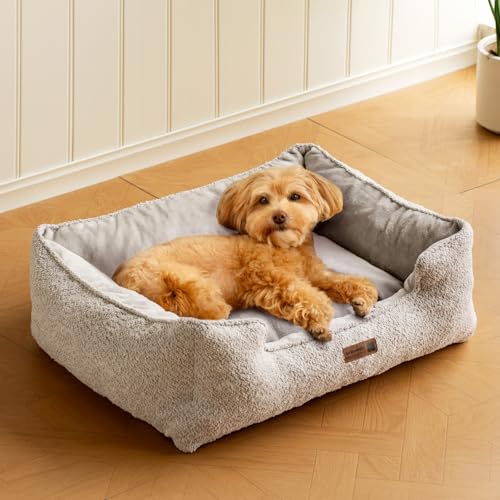 MEWOOFUN Hundebett für mittelgroße und kleine Hunde, maschinenwaschbar, orthopädisches Hundebett, 80 x 60 x 24 cm, wärmend, weich, beruhigend, Welpenbett mit wasserdichtem Futter und rutschfester von MEWOOFUN