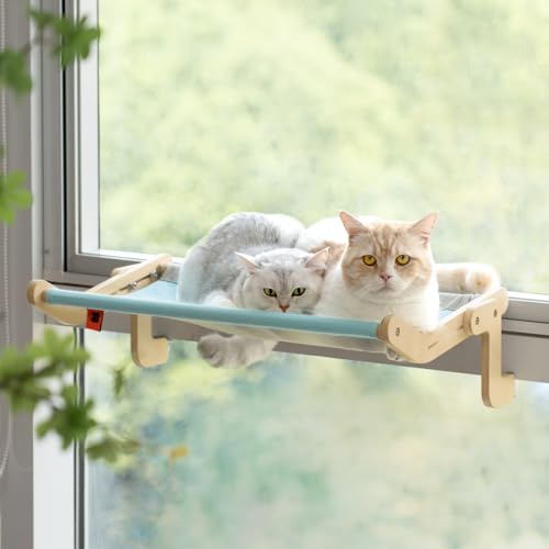 MEWOOFUN Katzen-Fensterstange, Lounge-Halterung, Hängematte, Fenstersitz, Bettregale für Indoor-Katzen, ohne Bohren, ohne Saugnapf von MEWOOFUN