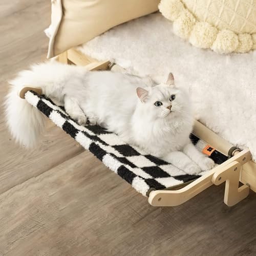 MEWOOFUN Katzen Hängematte heizung Fensterplätze für Katzen Fensterbankliege Katzenhängebett Fenster Platzsparendes Design bis zu 18kg, Checkerboard von MEWOOFUN