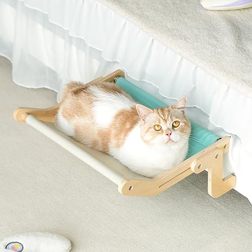 MEWOOFUN Katzen Hängematte heizung Fensterplätze für Katzen Fensterbankliege Katzenhängebett Fenster Platzsparendes Design bis zu 18kg, Blue/Grey von MEWOOFUN