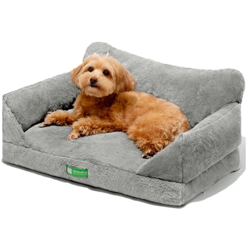 MEWOOFUN Katzensofa, Katzenbett für Hauskatzen, Kätzchenbett, Haustiersofa mit abnehmbarem, waschbarem Bezug und Rutschfester Unterseite für kleine Hunde (Grau, M) von MEWOOFUN