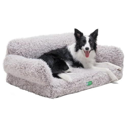 MEWOOFUN Modisches Katzensofa Katzencouch – 65x46cm Flauschiges zusammenklappbares großes Katzenbett Katzensofa mit Rutschfester Unterseite (braun, XL) von MEWOOFUN