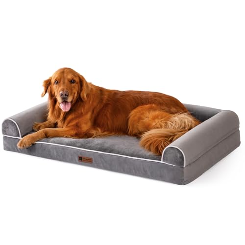 MEWOOFUN Orthopädisches Hundebett Grosse Hunde, 110x76 cm XL Hundesofa Hundekissen mit Eierförmiger Kistenschaum, Hundecouch Waschbares mit mit DREI erhöhte Ränder, Abnehmbarem von MEWOOFUN