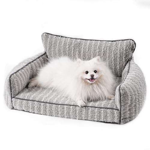 MEWOOFUN Orthopädisches Hundesofa für kleine und mittelgroße Hunde - Stilvolles großes Katzenbett Katzensofa mit rutschfester Unterseite, Hundesofa Bett (Grau, L) von MEWOOFUN