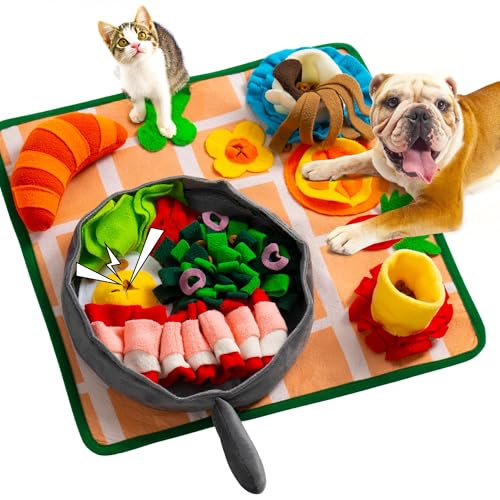 MEWOOFUN Schnüffelmatte für Hunde abnehmbares Futterspiel zum Thema gegen Langeweile und langsames Fressen – Schnüffelmatte für kleine, mittelgroße und große Hunde 40X40CM von MEWOOFUN