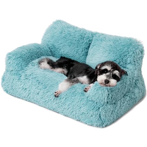 MEWOOFUN stilvoll katzenbett katzensofa flauschig - 76x45cm katzenbett große Katzen Plush katzencouch für kleine Hunde und Katzen Abnehmbar und waschbar (blau) von MEWOOFUN