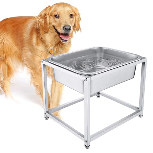 Erhöhter Wassernapf für Hunde, 2 Gallonen – robuster erhöhter Futternapf aus Edelstahl mit Ständer für große Hunde, leicht zu reinigen und zusammenzubauen, für drinnen und draußen (30 cm hoch) von MEWTOGO