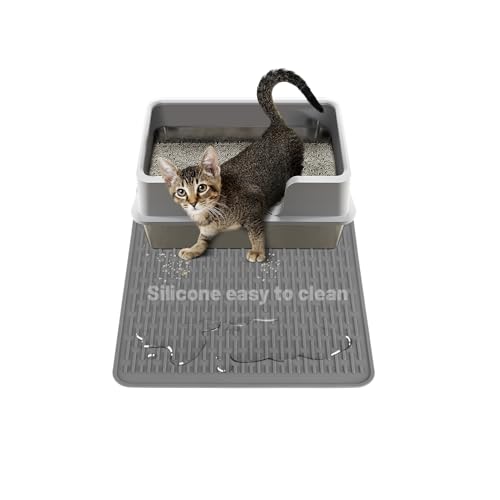 MEWTOGO Silikon-Katzento-Matte – 39,6 x 59,9 cm, wasserdicht, rutschfest, für Boden, leicht zu reinigende Katzentoilettenmatte für Indoor-Katzen von MEWTOGO