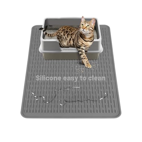 MEWTOGO Silikon-Katzentoilettenmatte, 55,9 x 85,6 cm, wasserdicht, rutschfest, für Boden, leicht zu reinigende Katzentoilettenmatte für Innenkatzen von MEWTOGO