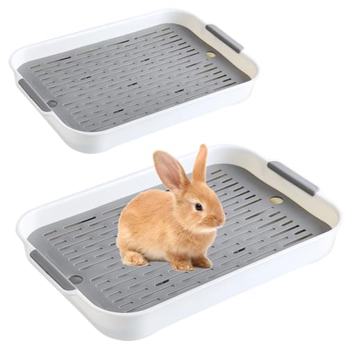 2 Stück Kaninchen Katzentoilette, Kaninchen Toilette Katzentoilette Haustier Töpfchen Kleintiertoilette Mit Reinigungssieb Käfigtoilette Für Kaninchen, Meerschweinchen, Chinchillas, Frettchen von MEYAGOT