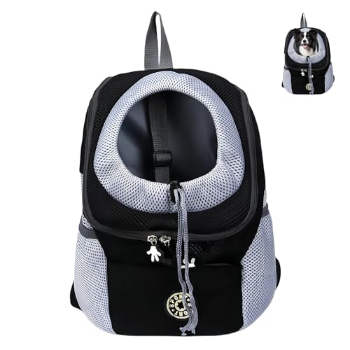 Hunderucksack Katzenrucksack, Katzentransportbox, Hundetragetasche Reisen Katzen Rucksack Tragetasche Hund Für Kleine Mittlere Hunde Katzen Atmungsaktive Für Wandern Radfahren Freien (Schwarz) von MEYAGOT