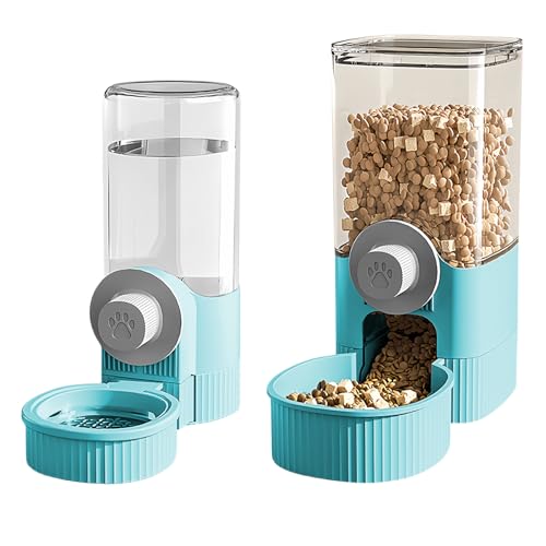 Kaninchenfutter Wasserspender, Automatischer Wasserspender 500ml, Automatischer Futterspender für Haustiere 1200ml, Hängend Haustier Wasserspender für Hamster Kaninchen Eichhörnchen Kleintiere von MEYAGOT