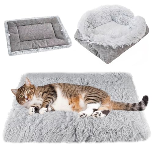 Katzenbett Flauschig, Katzenbett Katzenkissen, Katzendecke Für Katzen Katzenbett, Katzen Bettchen Quadratisches Kuschelbett Mit Weich Rand Katzenmatte Gemütlicher Katzenkorb Katze（61 * 51cm） von MEYAGOT