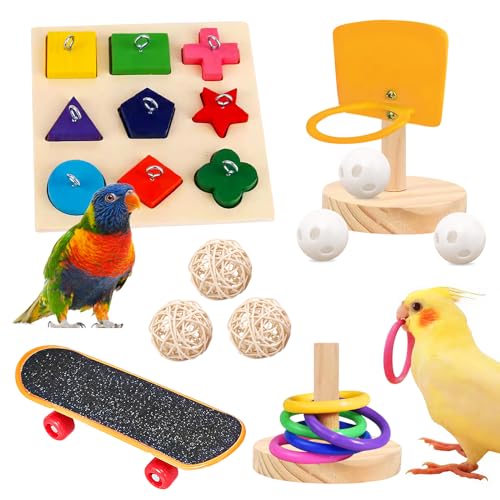 MEYAGOT 4 Stück Papageien Spielzeug Set, Papagei Spielzeuge, Papageienspielzeug, Papageien-Puzzle-Spielzeug Vogel Intelligence Trainings Spielzeug Für Sittiche, Conure, Aras, Finken von MEYAGOT