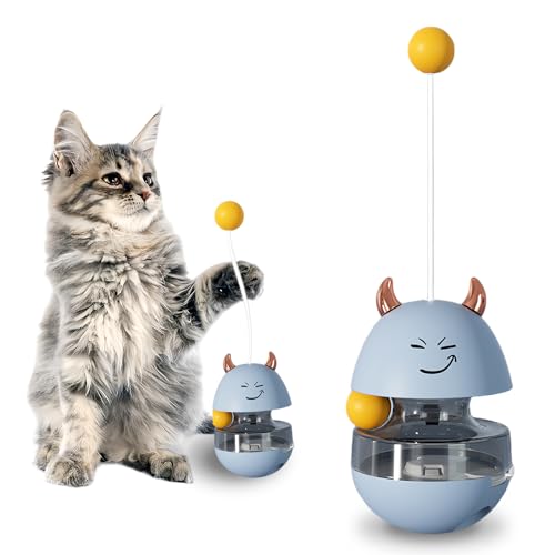 MEYAGOT Interaktives Katzenspielzeug, 2 Stück Spielzeugball für Hunde, Tumbler Spielzeug Haustierfutter Leckerli Ball, Snackball Futterball IQ Trainingsball Lernspielzeug Intelligenzspielzeug (Blau) von MEYAGOT