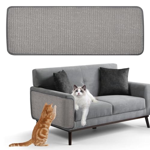 MEYAGOT Kratzmatte Katze, Katze Kratzschutz, Katzenkratzmatte Sisal, 60× 20cm Kratzbrett Wand Natürliche Katzenkratzbretter Kratzteppich Kratzmatte Katze Kratzschutz Sofa für Schützt Teppiche(Grau) von MEYAGOT