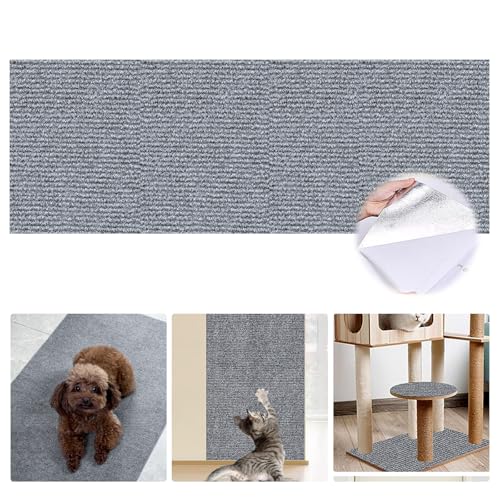 Selbstklebend Kratzteppich Katze Wand, Kratzmatte Katze, Kratzteppich Katze, 40 * 200cm Kratzbrett Katze, Kratzmatte Für Katze, Sisal Teppich Katzen Katze Kratzschutz Katzenkratzmatte (hellgrau) von MEYAGOT