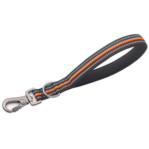 Kurze Leine für Hunde, Hundeleine aus Nylon mit gepolstertem Griff und reflektierendem Draht für das Training von mittelgroßen und großen Hunden (orange) von MEZOKUCEL