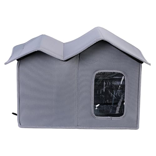 Katzenhaus-Villa-Zelt, Faltbarer Tierheim, Wildkatzenhaus, Hundehütte for Kätzchen oder kleine Hunde im Innenhof, Welpe, Grau/1266/1157 (Color : Gray) von MFCOSW