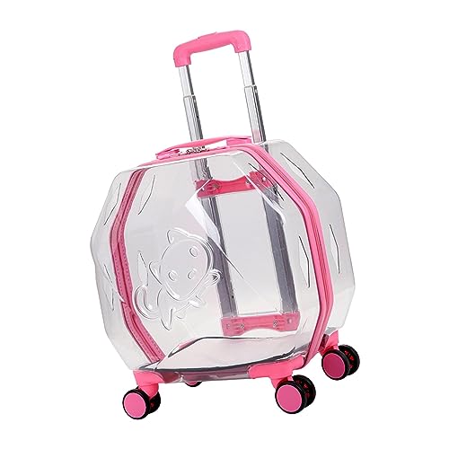 MFCOSW Haustier-Katzen-Trolley, Haustier-Rucksack for Welpen, Haustier-Rollen mit leisen Rädern, Hunde-Rucksack for Spaziergänge auf Reisen, durchsichtiges Rosa/41/927 von MFCOSW