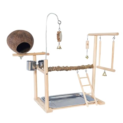 Papageienspielplatz Haustier Papageien Käfig Plattform Leiter Holz Barsch Klettern Hängende Spielzeuge for Finken Nymphensittiche Aras Wellensittiche/1303/1144 von MFCOSW