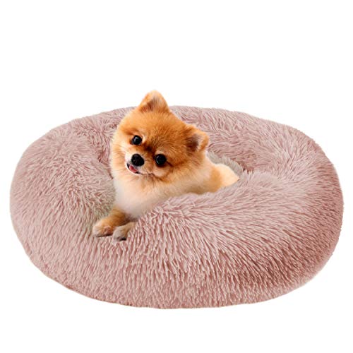 MFOX Beruhigendes Hundebett (L/XL/XXL/XXXL) für mittelgroße und große Hunde, bequemes Haustierbett, Kunstfell, Donut-Kuscheltier bis zu 25/35/55/45,4 kg von MFOX