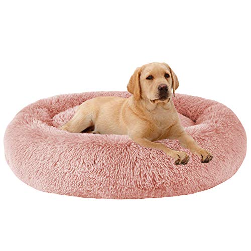 MFOX Beruhigendes Hundebett (L/XL/XXL/XXXL) für mittelgroße und große Hunde Bequemes Haustierbett Kunstfell Donut Cuddler Hundezubehör bis 25/35/55/45,4 kg von MFOX