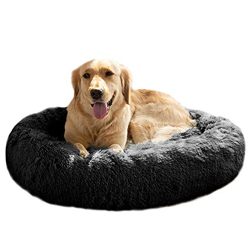 MFOX Beruhigendes Hundebett (L/XL/XXL/XXXL) für mittelgroße und große Hunde Bequemes Haustierbett Kunstfell Donut Cuddler bis 25/35/55/45,4 kg von MFOX