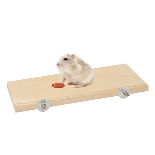 MFUOE Hamster-Holzplattform, rechteckig, Naturholz, Standplattform, Kleintierkäfig, Sitzstangen, Plattform für Rennmäuse, Chinchilla, Hamster von MFUOE