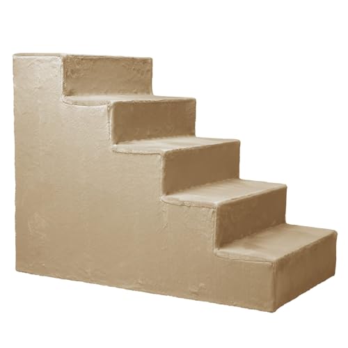 Hundetreppe für kleine Hunde, Höhe 56 cm - Leiter 5 Stufen, gepolstert mit flauschigem Stoff, der Fell imitiert, tragbar - Plattform für Sofa, Bett für Hund, Katze, kleine, ältere Tiere Hundetreppe für kleine Hunde, Höhe 56 cm - Leiter 5 Stufen, gepolstert mit flauschigem Stoff, der Fell imitiert, tragbar - Plattform für Sofa, Bett für Hund, Katze, kleine, ältere Tiere von MG Design