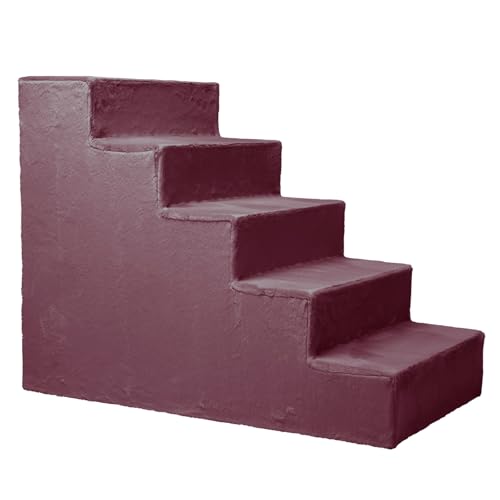 Hundetreppe für kleine Hunde, Höhe 56 cm - Leiter 5 Stufen, gepolstert mit flauschigem Stoff, der Fell imitiert, tragbar - Plattform für Sofa, Bett für Hund, Katze, kleine, ältere Tiere Hundetreppe für kleine Hunde, Höhe 56 cm - Leiter 5 Stufen, gepolstert mit flauschigem Stoff, der Fell imitiert, tragbar - Plattform für Sofa, Bett für Hund, Katze, kleine, ältere Tiere von MG Design