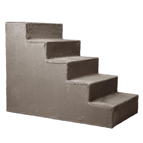 Hundetreppe für kleine Hunde, Höhe 56 cm - Leiter 5 Stufen, gepolstert mit flauschigem Stoff, der Fell imitiert, tragbar - Plattform für Sofa, Bett für Hund, Katze, kleine, ältere Tiere Hundetreppe für kleine Hunde, Höhe 56 cm - Leiter 5 Stufen, gepolstert mit flauschigem Stoff, der Fell imitiert, tragbar - Plattform für Sofa, Bett für Hund, Katze, kleine, ältere Tiere von MG Design