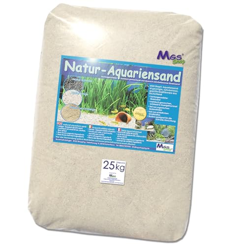 MGS SHOP Aquariensand & - Kies Bodengrund Aquarium Naturquarz Körnung & Farbe wählbar (25kg Natur Beige 1-2 mm) von MGS SHOP