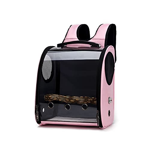 MH-RING Transparente Papageien Reisetasche, Rucksack für Haustiere aus Netzstoff, Leichte Tasche aus Weichem Mesh Gewebe Transportbox, Katze und Hund (Color : Pink) von MH-RING